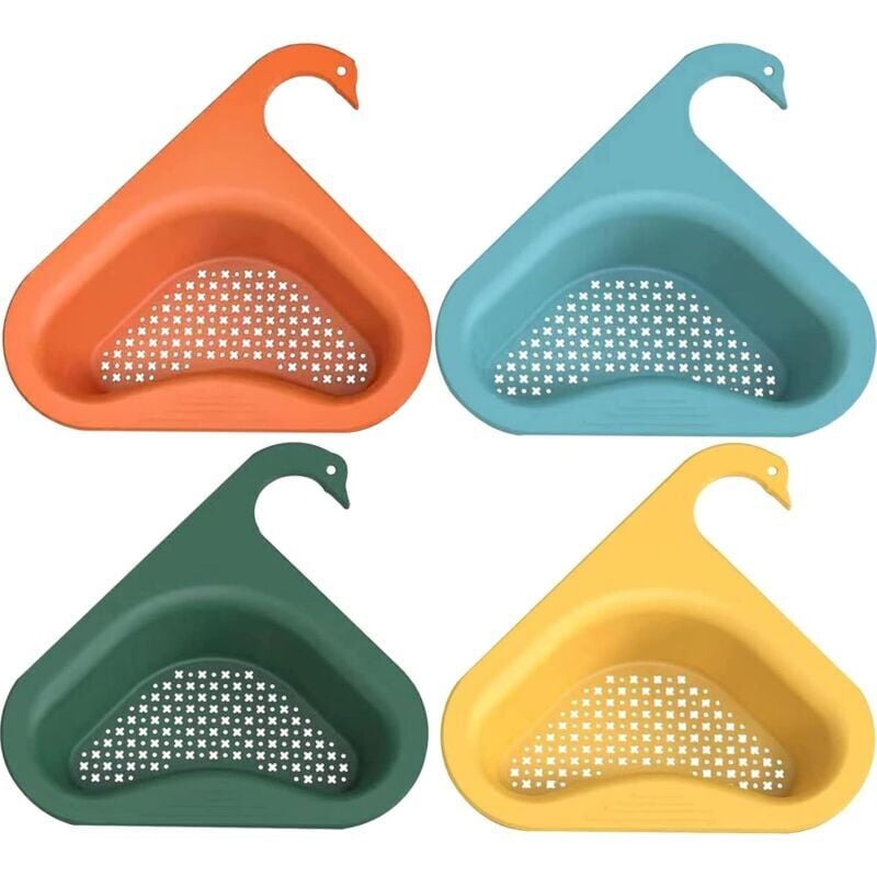 foto del prodotto snq pezzi cestello per lavello, cestello per lavello a forma di cigno, scolapiatti triangolare per lavello, scolapiatti da cucina, ripiano