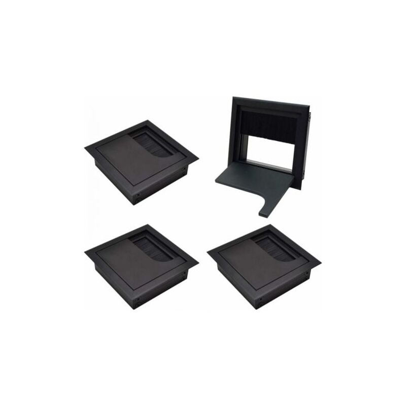 foto del prodotto snq pezzi copri passacavo quadrato 80x80mm per incassato su scrivania organizzatore di cavi per mobili copri passacavo in alluminio anodizzato nero