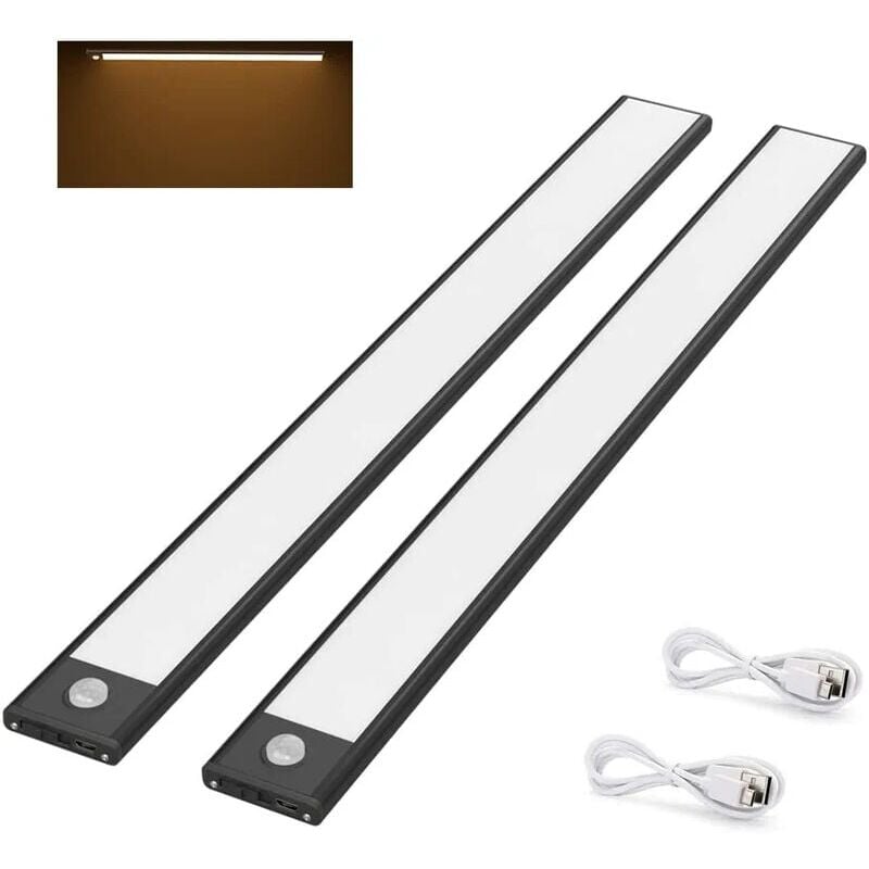 foto del prodotto snq pezzi di luce led per armadio, 40 cm, wireless, ricaricabile tramite usb, magnetica, sensore di movimento, 3 modalit di illuminazione,