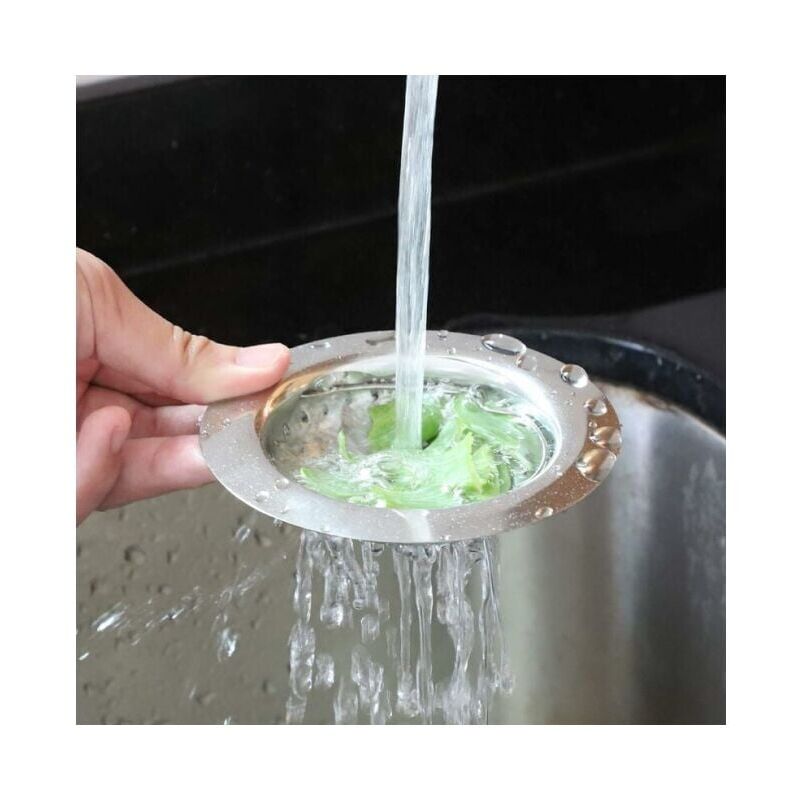 foto del prodotto snq pezzi filtro per lavello da cucina con maniglia, filtro per lavello in acciaio inox con maniglia, griglia per vassoio da cucina, diametro 110