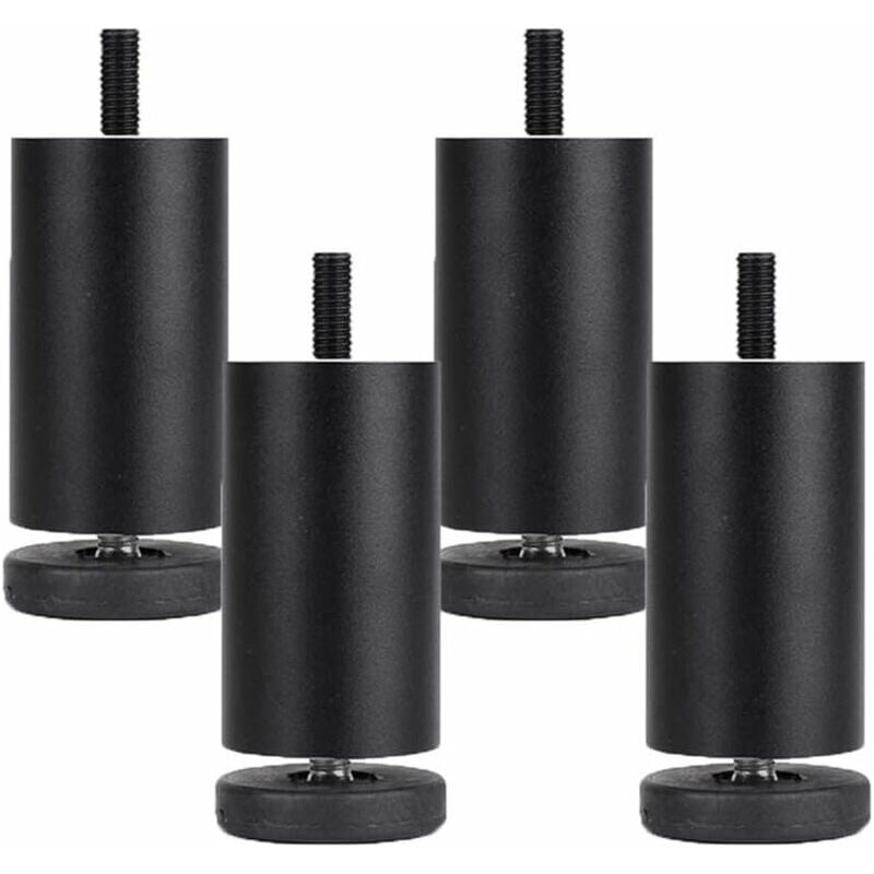 foto del prodotto snq pezzi gambe per mobili regolabili gambe per mobili in lega di alluminio gambe per mobili in metallo rotondo tavolo divano letto, nero 10 cm 