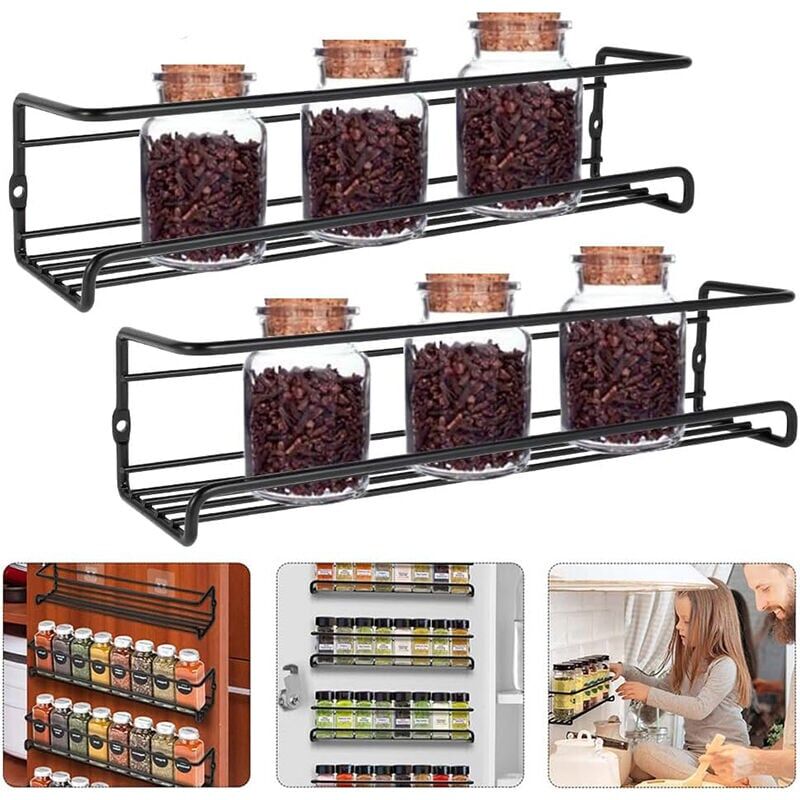 foto del prodotto snq pezzi porta spezie da cucina, accessorio porta spezie da cucina, porta spezie in metallo senza foratura, porta spezie per barattoli di spezie