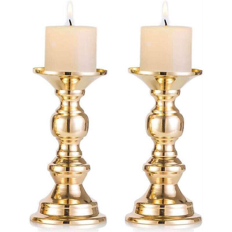 foto del prodotto snq pezzi portacandele a colonna in metallo dorato, matrimonio, centrotavola portacandele per candele da 50 mm con supporto decorativo ideale per