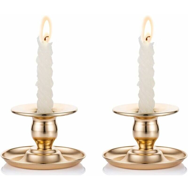 foto del prodotto snq pezzi portacandele in metallo ottone dorato per candele coniche, candelieri, lumini e candele a colonna per vetrine e caminetti