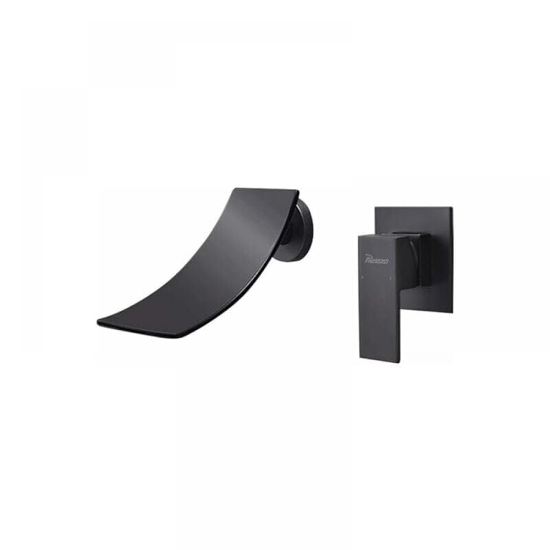 foto del prodotto snq phasat rubinetto per lavabo a parete miscelatore per bagno con cascata bocca extra larga rubinetto a scomparsa maniglia singola nero