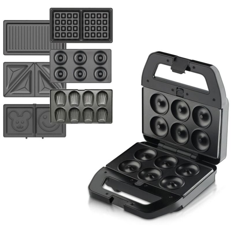 foto del prodotto snq piastra per waffle multifunzione, 6 in 1 croque monsieur multifunzione ad alta potenza 800 w, nero