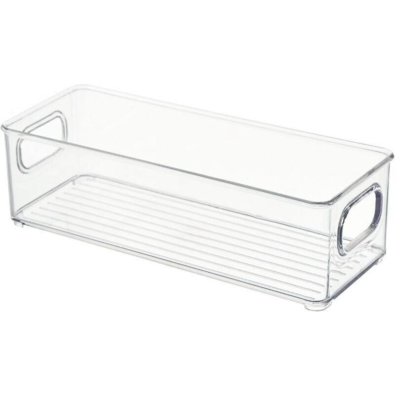 foto del prodotto snq piccola scatola portaoggetti in plastica con maniglia, utilizzata per organizzare vari oggetti, 1 confezione, trasparente, 25,5 x 10 x 7,5 cm
