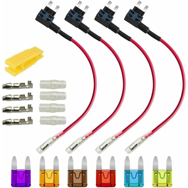 foto del prodotto snq piccoli fusibili antifurto per auto, adattatore distributore fusibile a spina piatta con 6 fusibili 3a 5a 7,5a 10a 15a 20a 