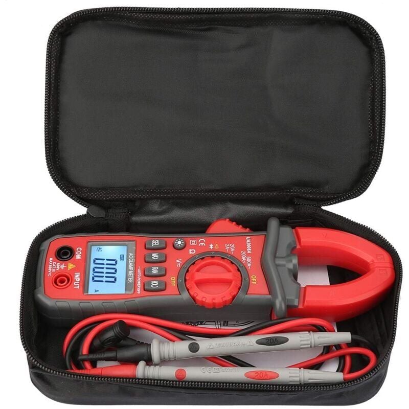 foto del prodotto snq pinza amperometrica digitale ac dc 600a t rms 6000 conteggi, amperometro, tester di tensione a portata automatica, misura tensione,