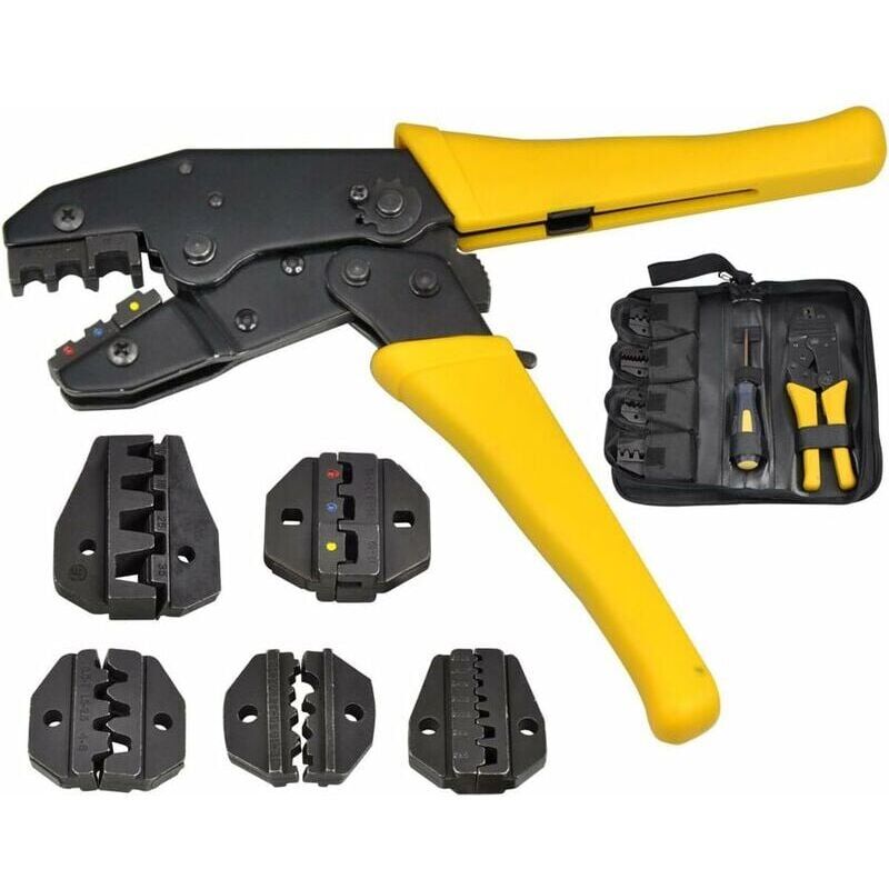 foto del prodotto snq pinza per crimpatura di terminali elettrici kit di utensili per elettricisti 5 in 1 con cappucci terminali, connettori isolati e custodia per