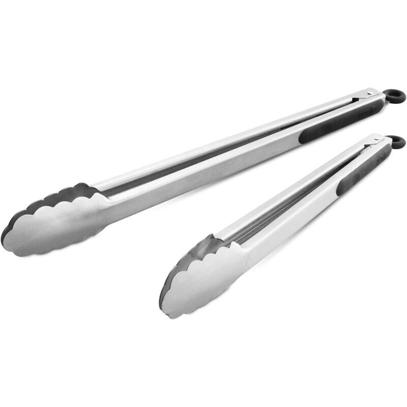 foto del prodotto snq pinze da cucina in acciaio inossidabile 304, 1 da 27 cm, 34,5 cm, 2 confezioni pinze per alimenti resistenti per barbecue spazzolato, manici