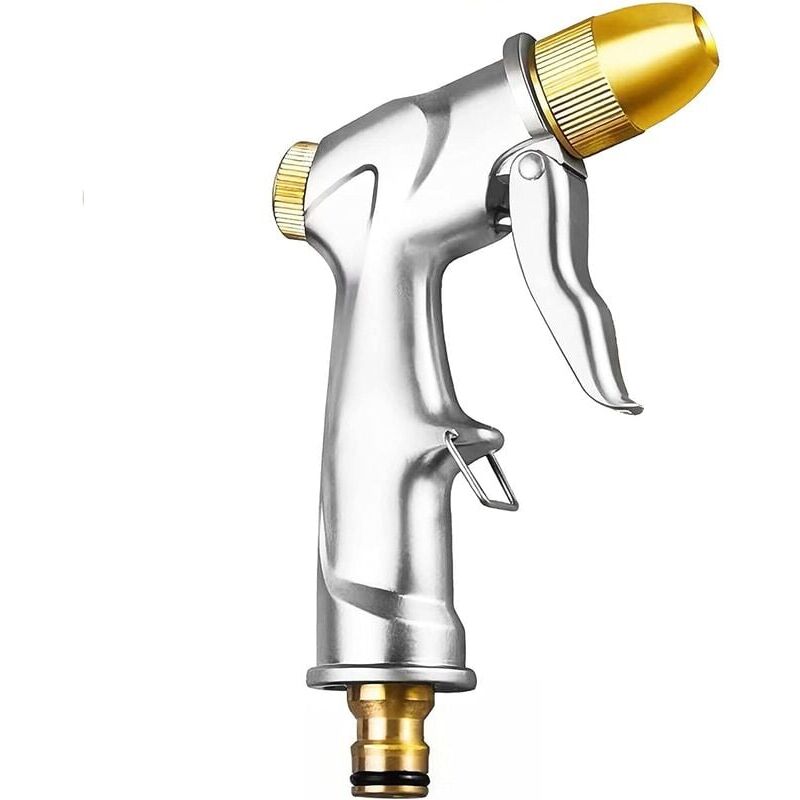 foto del prodotto snq pistola a spruzzo per giardino in metallo, annaffiatoio, pulsante di controllo del flusso facile, spruzzatore da giardino professionale ad alta