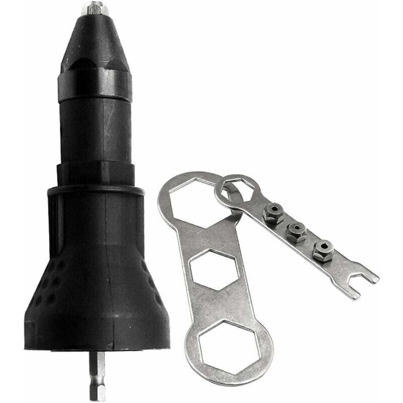 foto del prodotto snq pistola per rivetti elettrica kit trapano e rivettatrice accessorio adattatore, nero