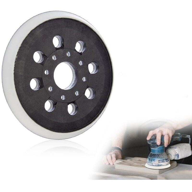 foto del prodotto snq platorello abrasivo con gancio e passante da 125 mm compatibile con bosch pex 300 ae 400 ae 4000 ae 125 mm, levigatrice eccentrica di poweka,
