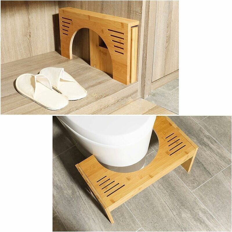 foto del prodotto snq poggiapiedi da bagno a forma di c con altezza regolabile, sgabello da bagno fisiologico in bamb 