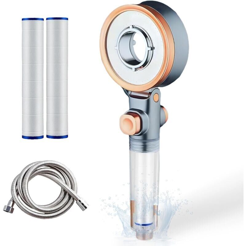foto del prodotto snq pomme de douche,anti calcaire douchette avec filtre,pommeau de douche haute pression avec 3 types de jet,avec tuyau de 1,5 m et 2 l ment