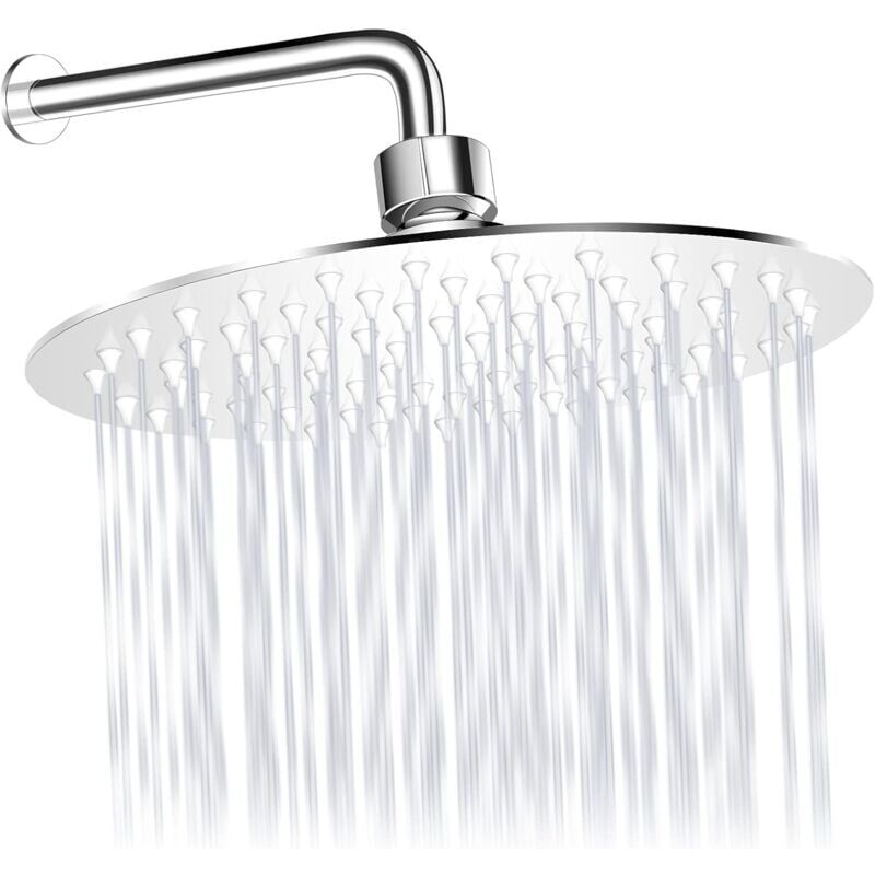 foto del prodotto snq pommeau de douche effet pluie, 20 cm rond pommeau de douche en acier inoxydable 304 avec gel de silice anti blocage
