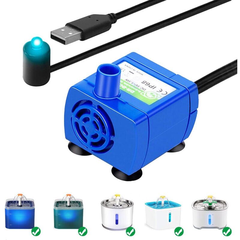 foto del prodotto snq pompa elettrica sommergibile silenziosa di nuova generazione, pompa per fontana per gatti e cani, con luce led, basso consumo energetico,