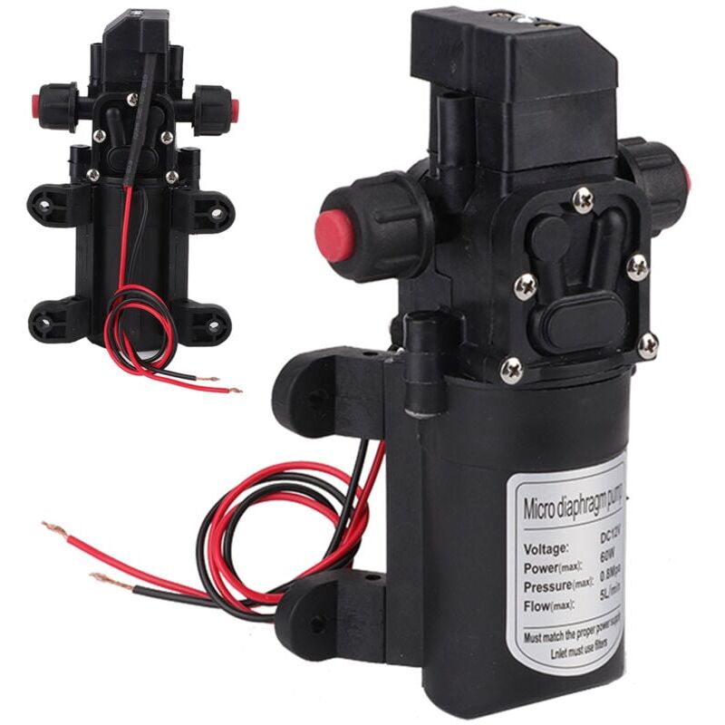 foto del prodotto snq pompa per acqua ad alta pressione , pompa per acqua a membrana dc 12v 5 l min, pompa per spruzzatore autoadescante 116 psi con morsetti per
