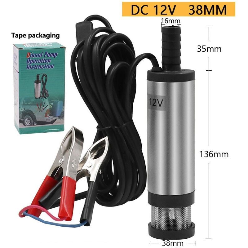 foto del prodotto snq pompa sommergibile silver 12v per pompaggio acqua diesel 38mm pompa di trasferimento carburante diesel olio acqua pompa sommergibile elettrica