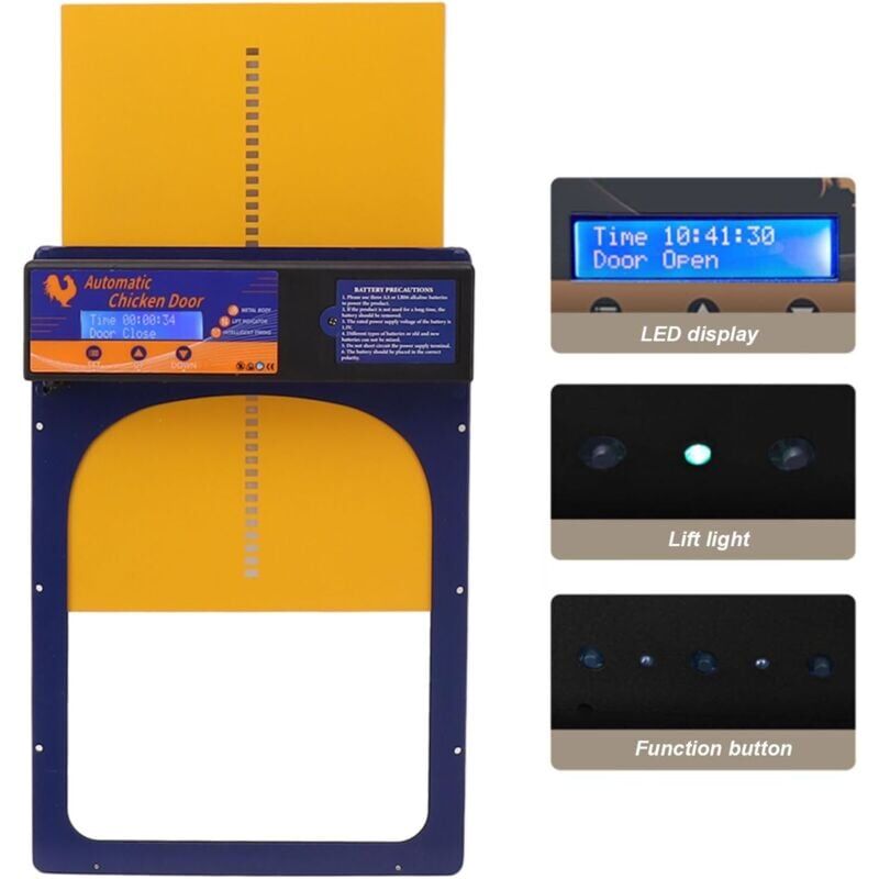 foto del prodotto snq porta automatica per pollaio, porta automatica per pollaio, timer alimentato a energia solare, ip45 impermeabile, porte automatiche per pollaio