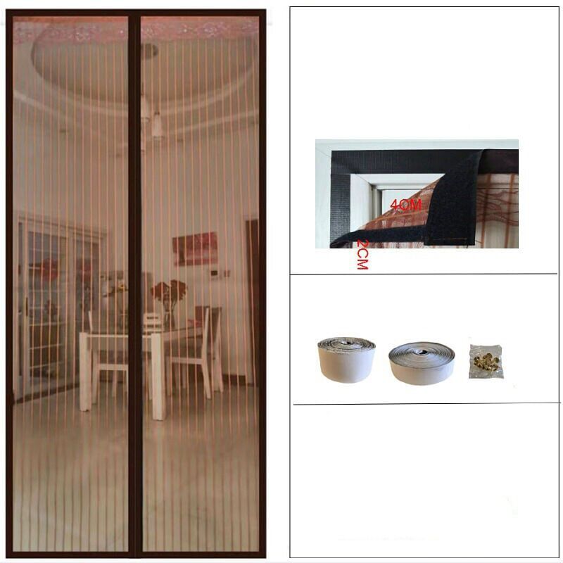 foto del prodotto snq porta con zanzariera magnetica, 80 x 210 cm marrone 
