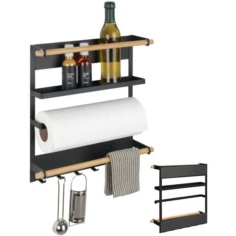 foto del prodotto snq porta spezie, ripiano magnetico per frigorifero, porta tovaglioli di carta magnetico e gancio per appendere utensili da cucina, porta