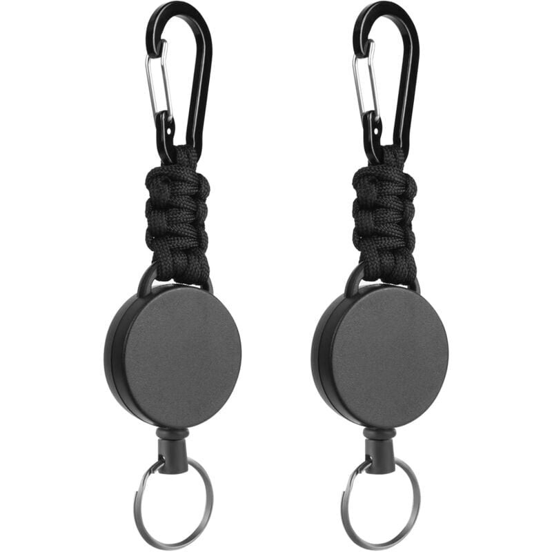 foto del prodotto snq portachiavi retrattili, 2 pezzi porta badge con moschettone resistente, clip per badge retrattile con cordino intrecciato, portachiavi in