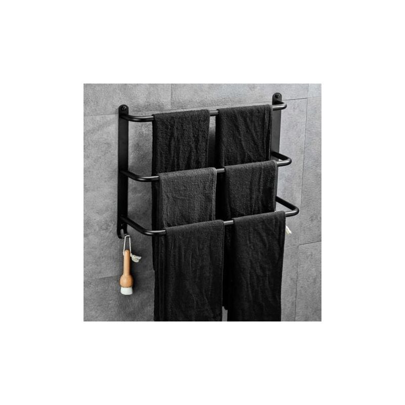 foto del prodotto snq portasciugamani a 3 livelli in acciaio inox senza foratura, portasciugamani per bagno, cucina e wc, nero