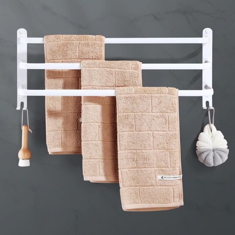 foto del prodotto snq portasciugamani da parete in alluminio, portasciugamani da bagno a 3 livelli con ganci, impermeabile per bagno, cucina, toilette