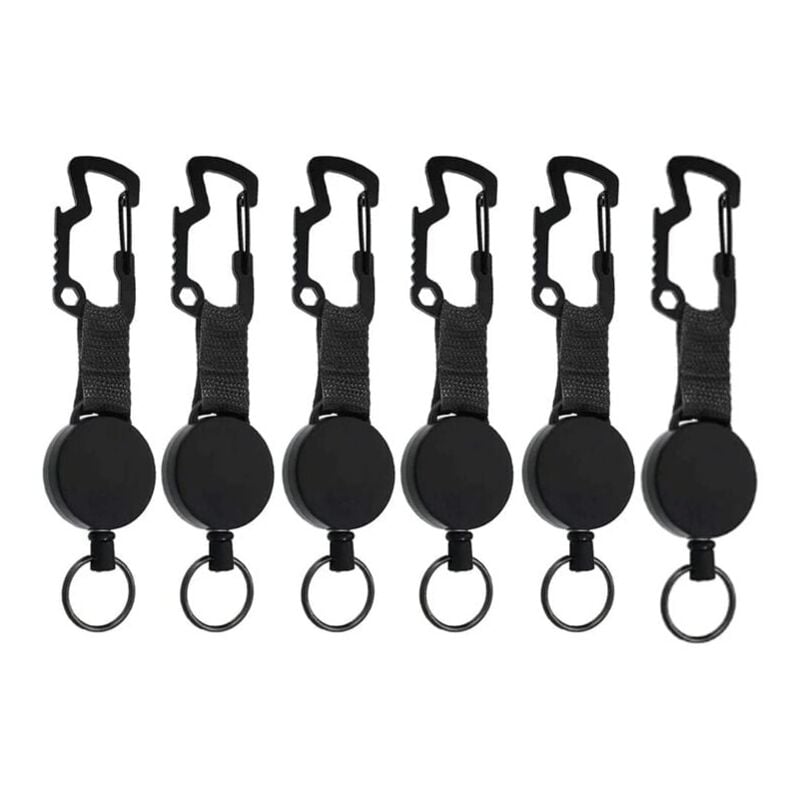 foto del prodotto snq porte clef retractable multifonction,6pcs porte cl s robuste avec mousqueton pour outils multiples, porte badges, lani re et enrouleur de