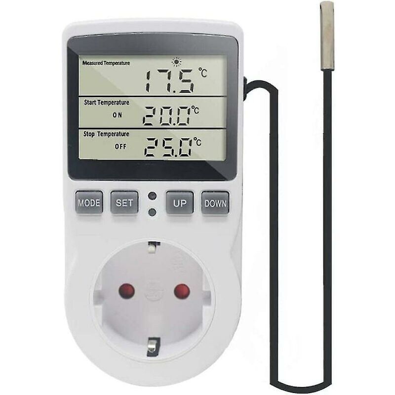 foto del prodotto snq presa di controllo della temperatura ketotek 230v con sensore presa termostato digitale con timer presa termostato interruttore di