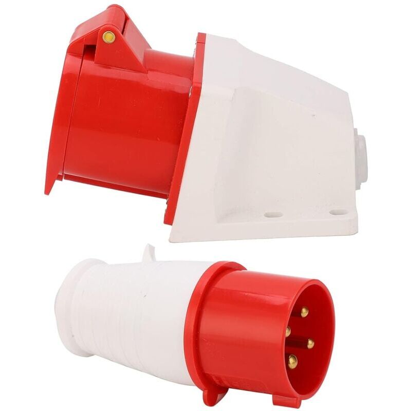 foto del prodotto snq presa di corrente a 4 pin 32 a, connettore di alimentazione trifase, presa industriale impermeabile montata in superficie ca 380 v 415 v,