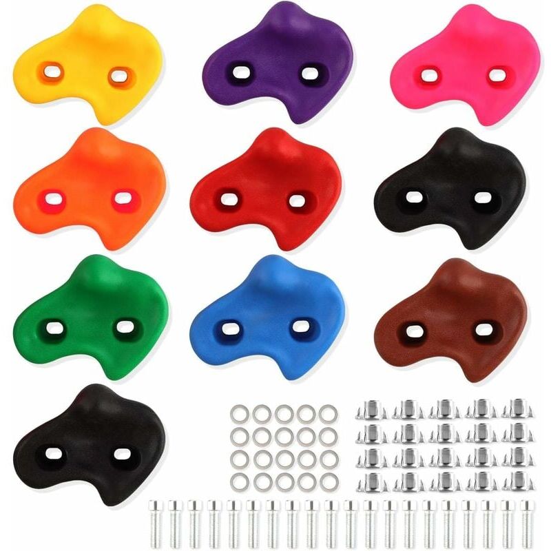 foto del prodotto snq prese per arrampicata per bambini, 10 pezzi prese per arrampicata per bambini con hardware di fissaggio, prese per arrampicata per parete da