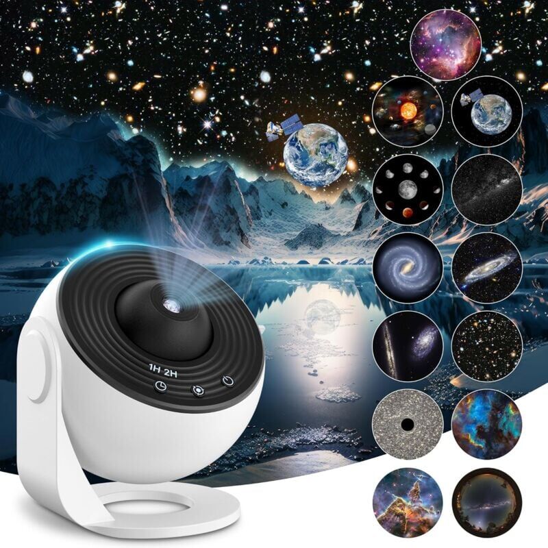foto del prodotto snq proiettore del cielo stellato hd 13 in 1 per soffitti alti, luce notturna planetaria rotante a 360 , cielo stellato, sistema solare, luna,