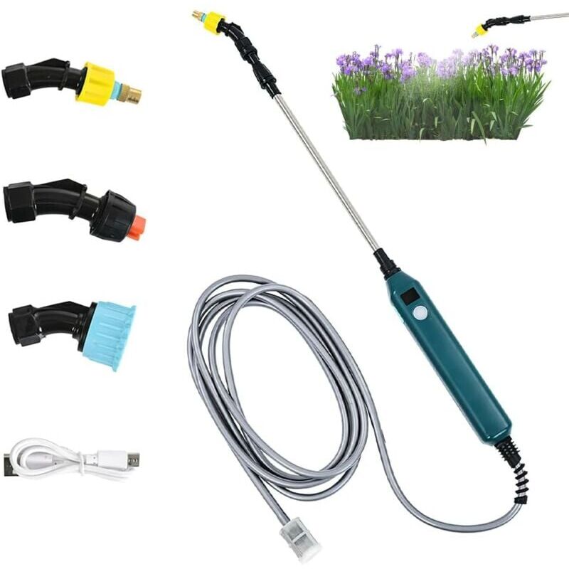 foto del prodotto snq pulv risateur lectrique pour plantes de jardin avec 3 buses r glables et tuyau de 3 m avec indicateur du niveau de batterie