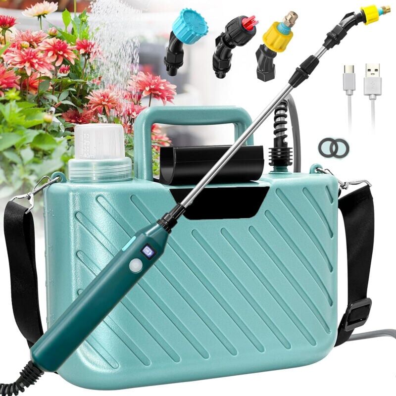 foto del prodotto snq pulverisateur electrique 5v 2400mah, pulverisateur de jardin 5l, pulverisateur toiture avec r tractable, pulverisateur a pression avec 3 buses