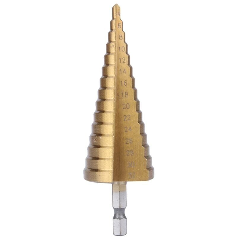 foto del prodotto snq punta per trapano a gradini, punta per trapano a svasatura hss con rivestimento in titanio, gambo esagonale, design a doppia fessura da 4 mm a