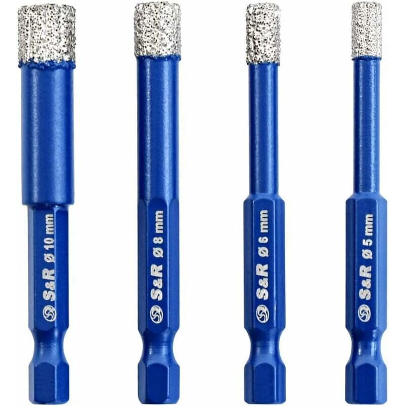 foto del prodotto snq punte diamantate per piastrelle in ceramica, piastrelle in porcellana, vetro e pietra. set di 4 punte diamantate professionali