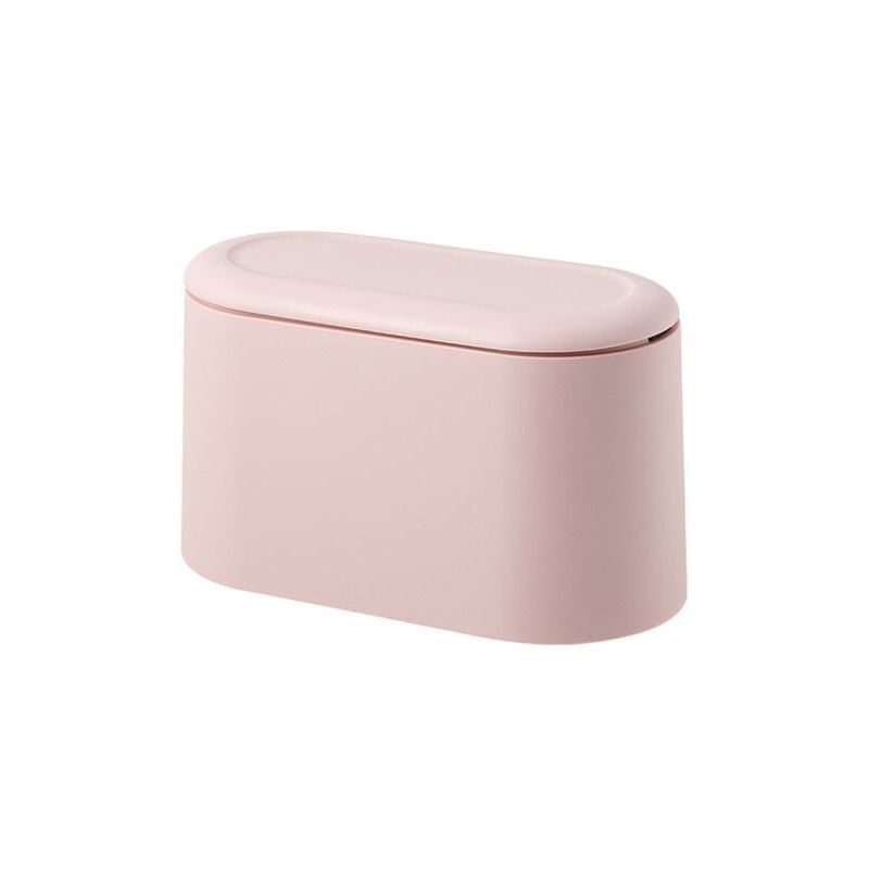 foto del prodotto snq pz rosa piccolo cestino da tavolo, mini cestino da cucina in plastica con coperchio a pulsante, cestino per rifiuti con coperchio a pressione