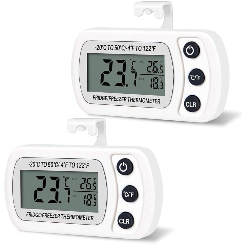 foto del prodotto snq pz termometro digitale per frigorifero e congelatore temperatura da 20 a 50 c con gancio, display lcd di facile lettura, funzione di
