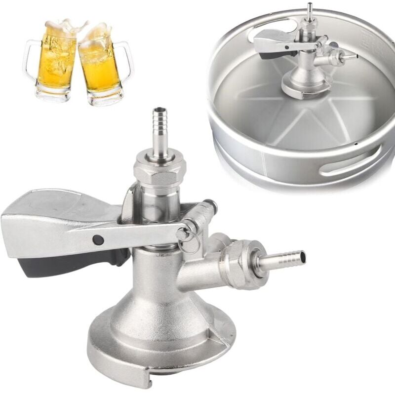 foto del prodotto snq raccordo per fusto tipo a, rubinetti per birra in acciaio inossidabile con valvola di sicurezza, per impianto di birrificazione