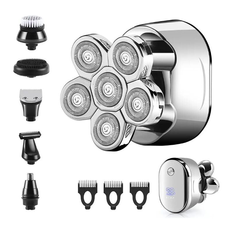 foto del prodotto snq rasoi elettrici per uomo, rasoio elettrico ricaricabile usb rasoio per testa calva rasoio rotante rasoio elettrico senza fili impermeabile