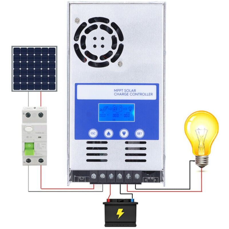 foto del prodotto snq regolatore di carica mppt 60a, 12v 24v 36v 48v identificazione automatica della tensione di sistema display lcd regolabile regolatore del