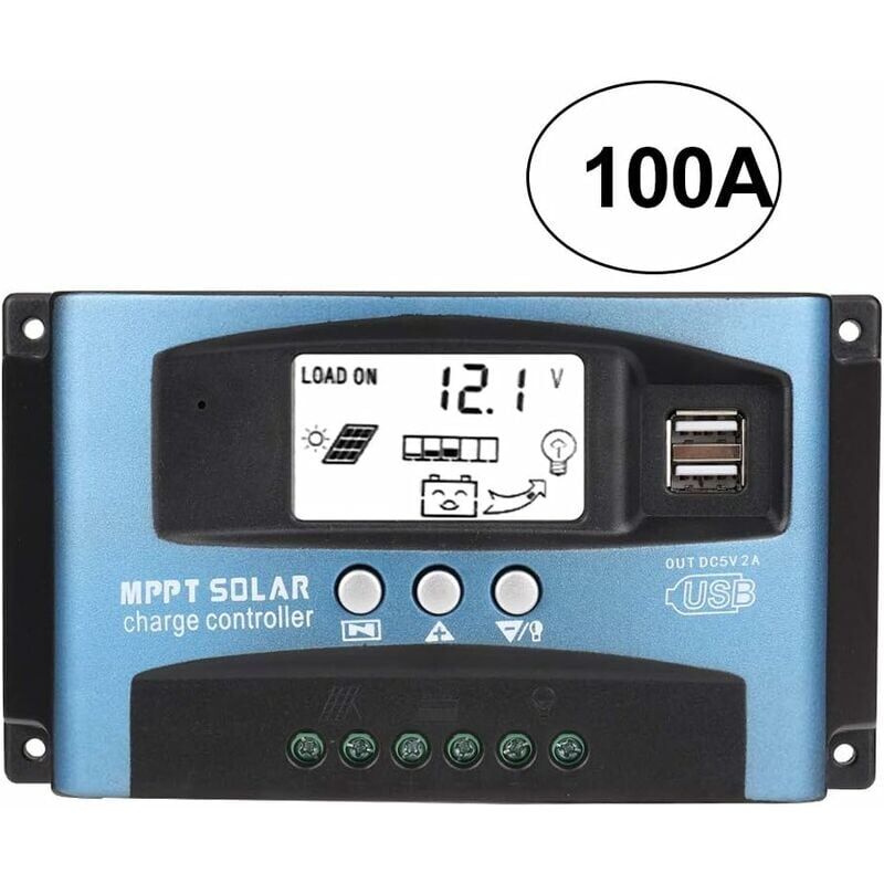 foto del prodotto snq regolatore di carica solare mppt 100a, regolatore di pannello solare usb 12v 24v regolatore di batteria intelligente con display lcd 100a 