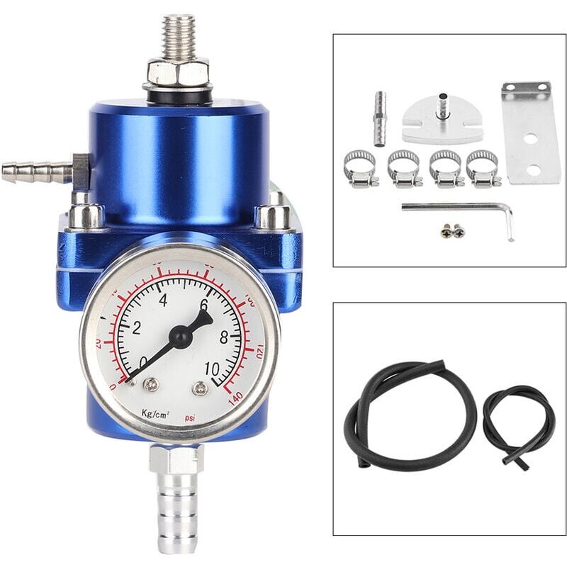 foto del prodotto snq regolatore di pressione del carburante universale jeffergarden in lega di alluminio fpr con tubo flessibile del manometro 0 140 psi regolabile