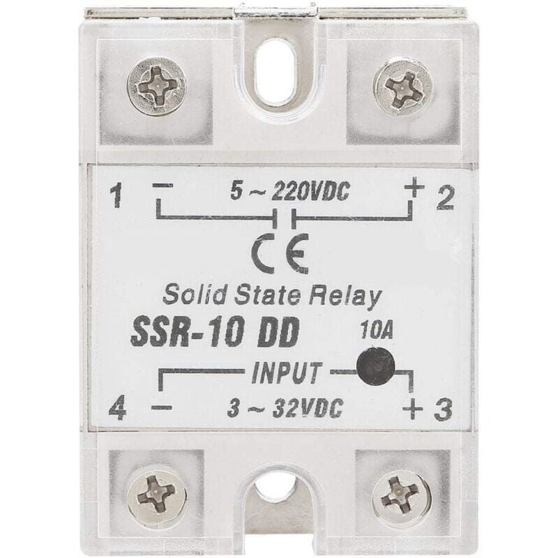 foto del prodotto snq rel a stato solido ssr 10dd, rel di controllo della tensione cc ssr 3 32 vdc 5 220 vdc 10 a