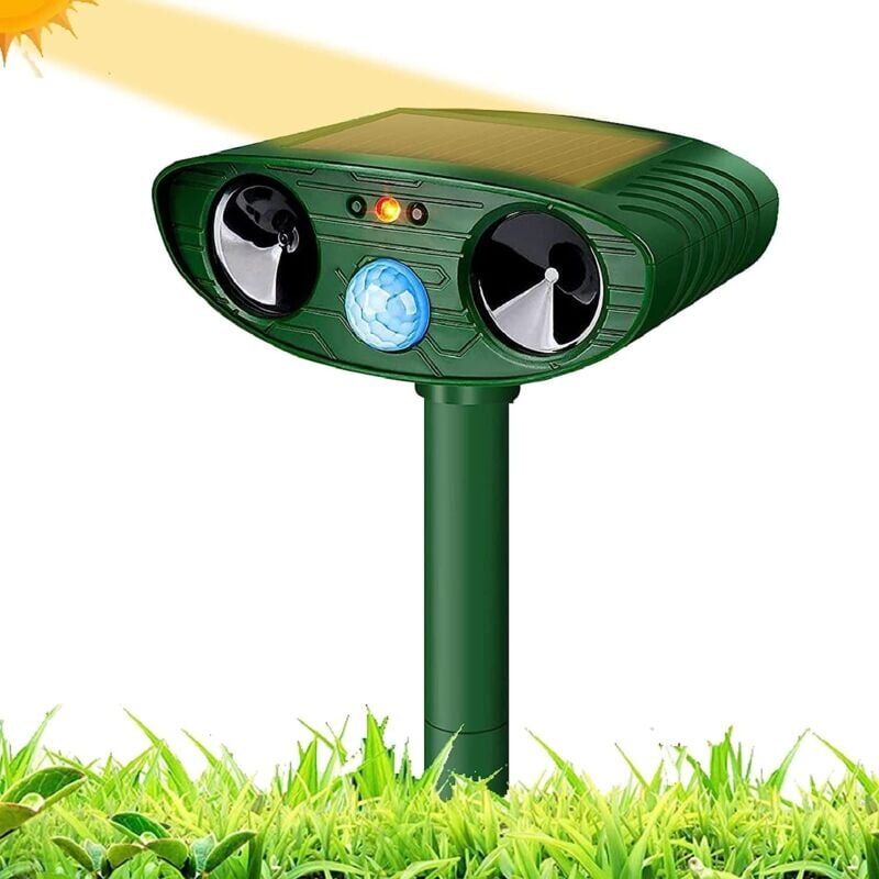 foto del prodotto snq repellente per roditori ad ultrasuoni con rilevatore di movimento, repellente impermeabile per gatti, cani, topi, procioni, animali da giardino
