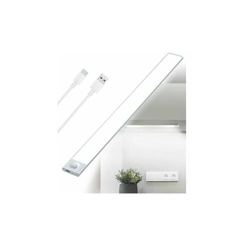 foto del prodotto snq ricaricabile led cuisine sous meuble ricaricabile usb, lumi re tricolore, 2500mah 40cm lampada dimmerabile rilevatore cartelli movimento barra