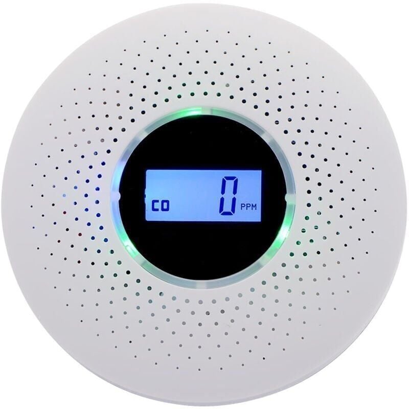 foto del prodotto snq rilevatore di fumo, rilevatore combinato di fumo e monossido di carbonio, allarme composito con avviso acustico e display digitale, alimentato